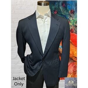Vintage Stafford 42L Navy Blue Subtle Red Stripe Blazer Sport Jacket Denim Look